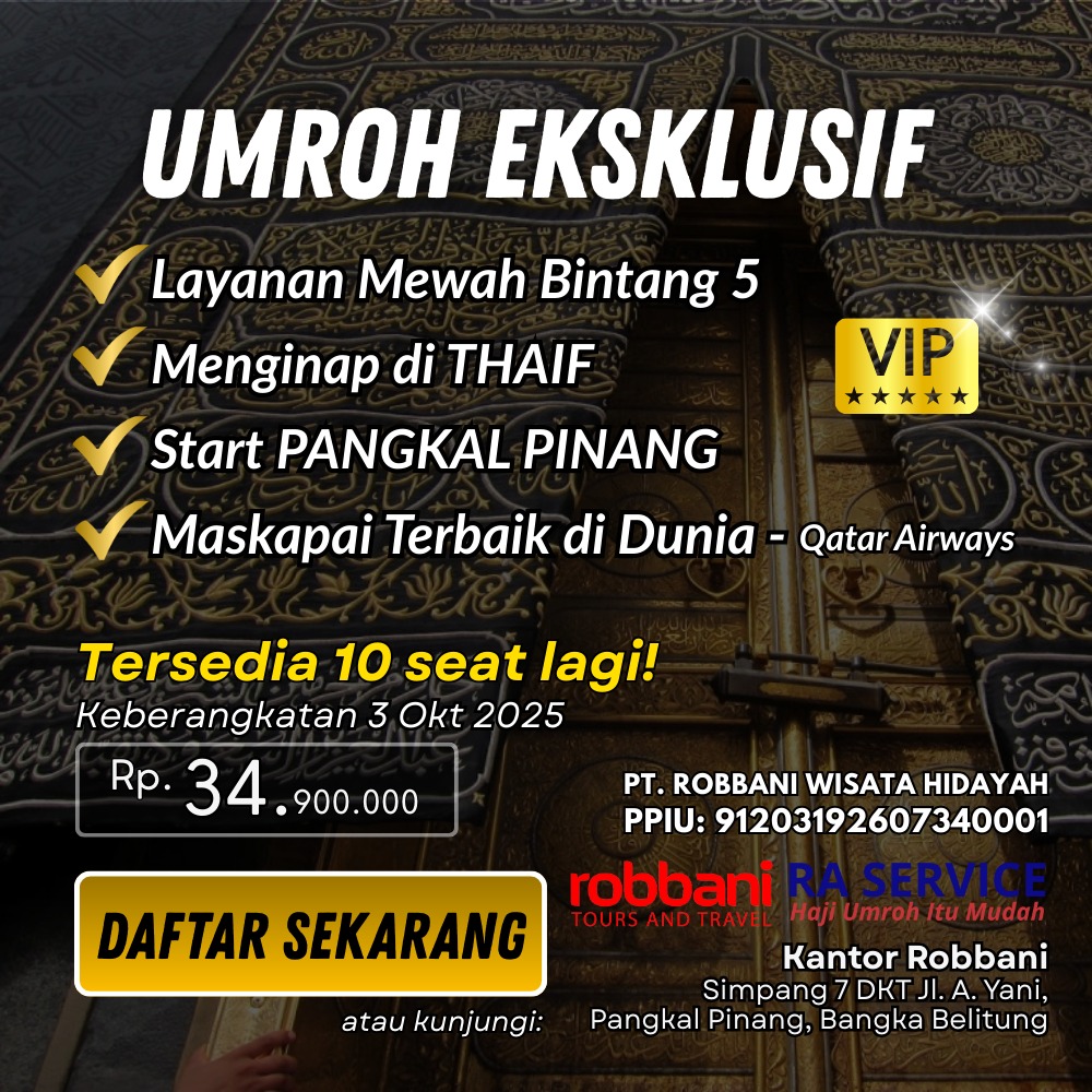 Paket Umroh Eksklusif Pangkalpinang Oktober 2025