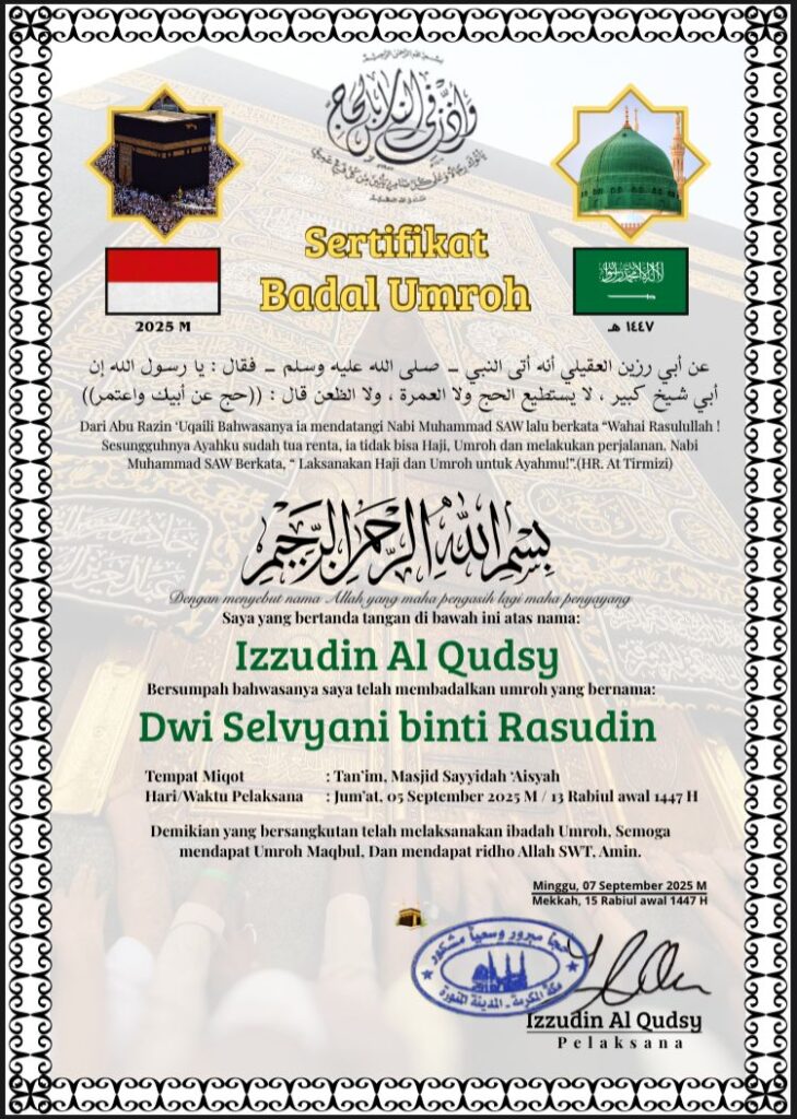 Sertifikat Badal Umroh
