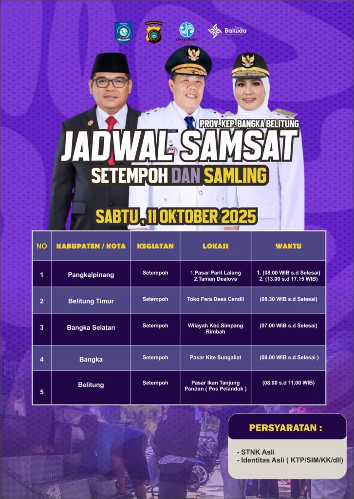 Jadwal Samsat Keliling Bangka Belitung Terbaru Cek Lokasi dan Waktunya di Sini!