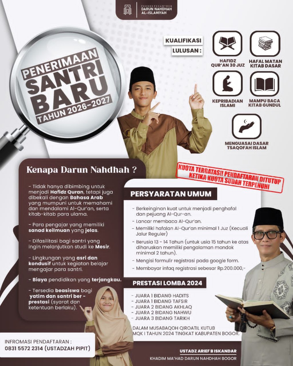 Pendaftaran Santri Baru Pesantren Tahfizh Al-Qur’an Darun Nahdhah Al-Islamiyah Bogor Tahun 2026/2027 Telah Dibuka