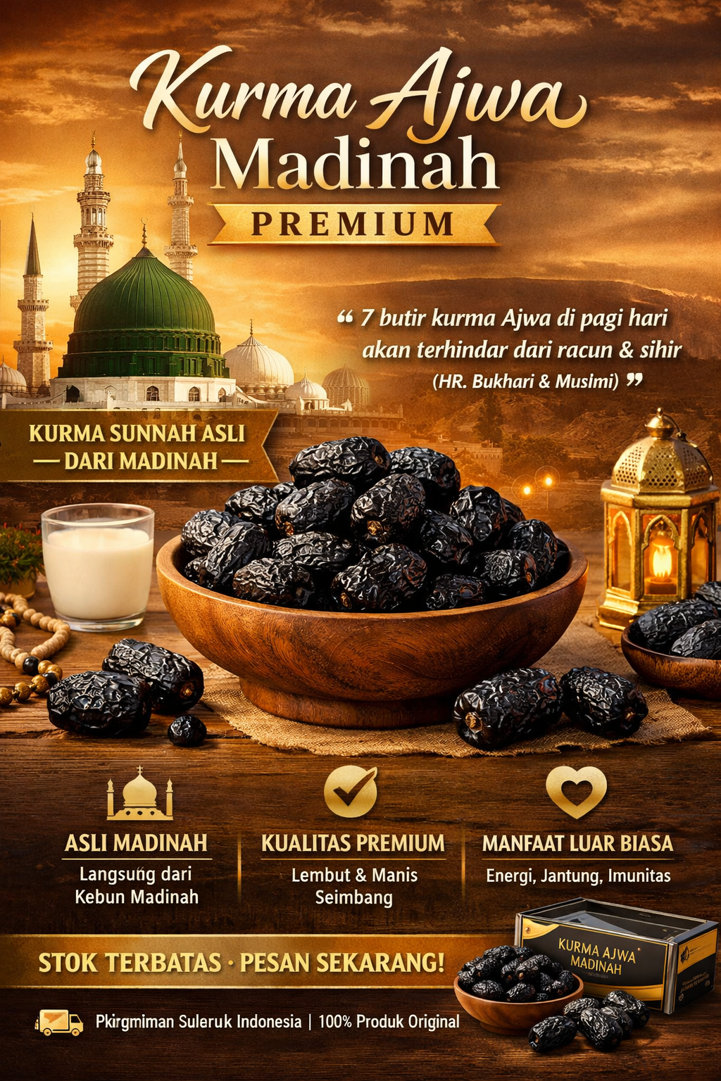 Kurma Ajwa Madinah Premium – Kurma Sunnah Asli dengan Kualitas Terbaik