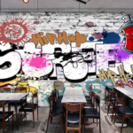 Jasa Mural Dinding Cafe Bogor Profesional & Murah – Mural Garis Hijau