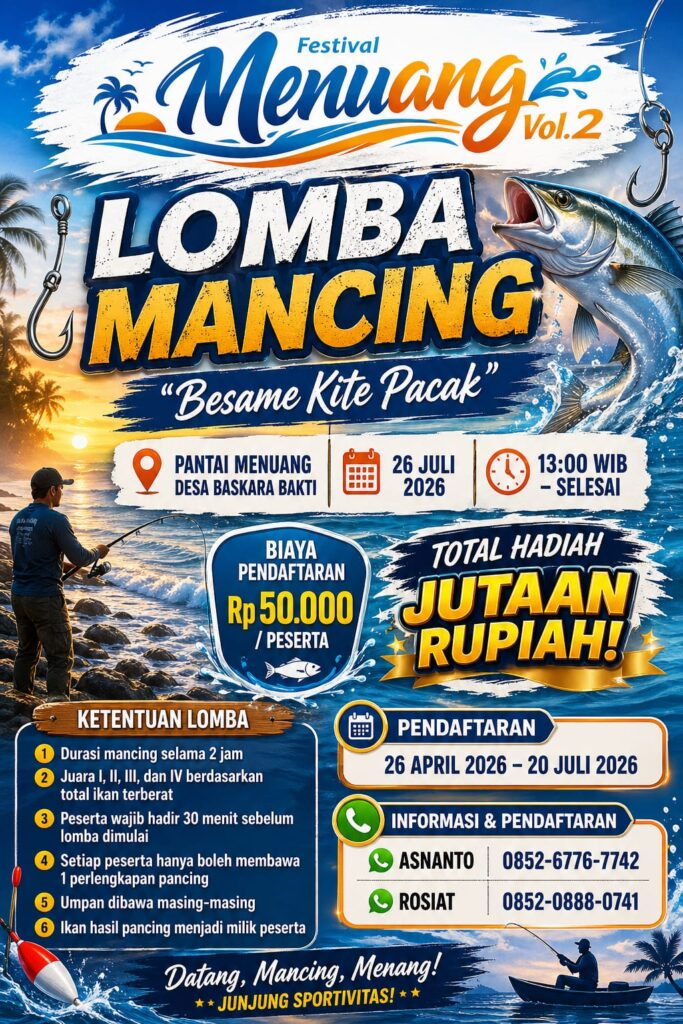 Lomba Mancing Festival Menuang Event Seru Penuh Hadiah Jutaan Rupiah di Pantai Menuang
