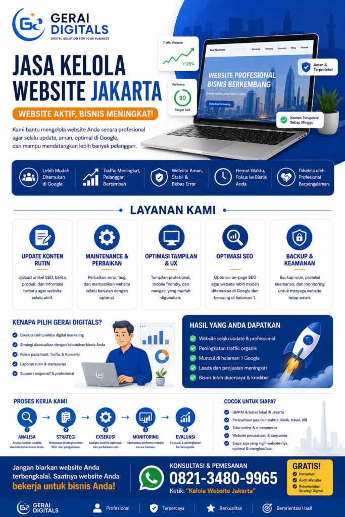 Jasa Kelola Website Jakarta Profesional – Solusi Website Aktif & Menghasilkan