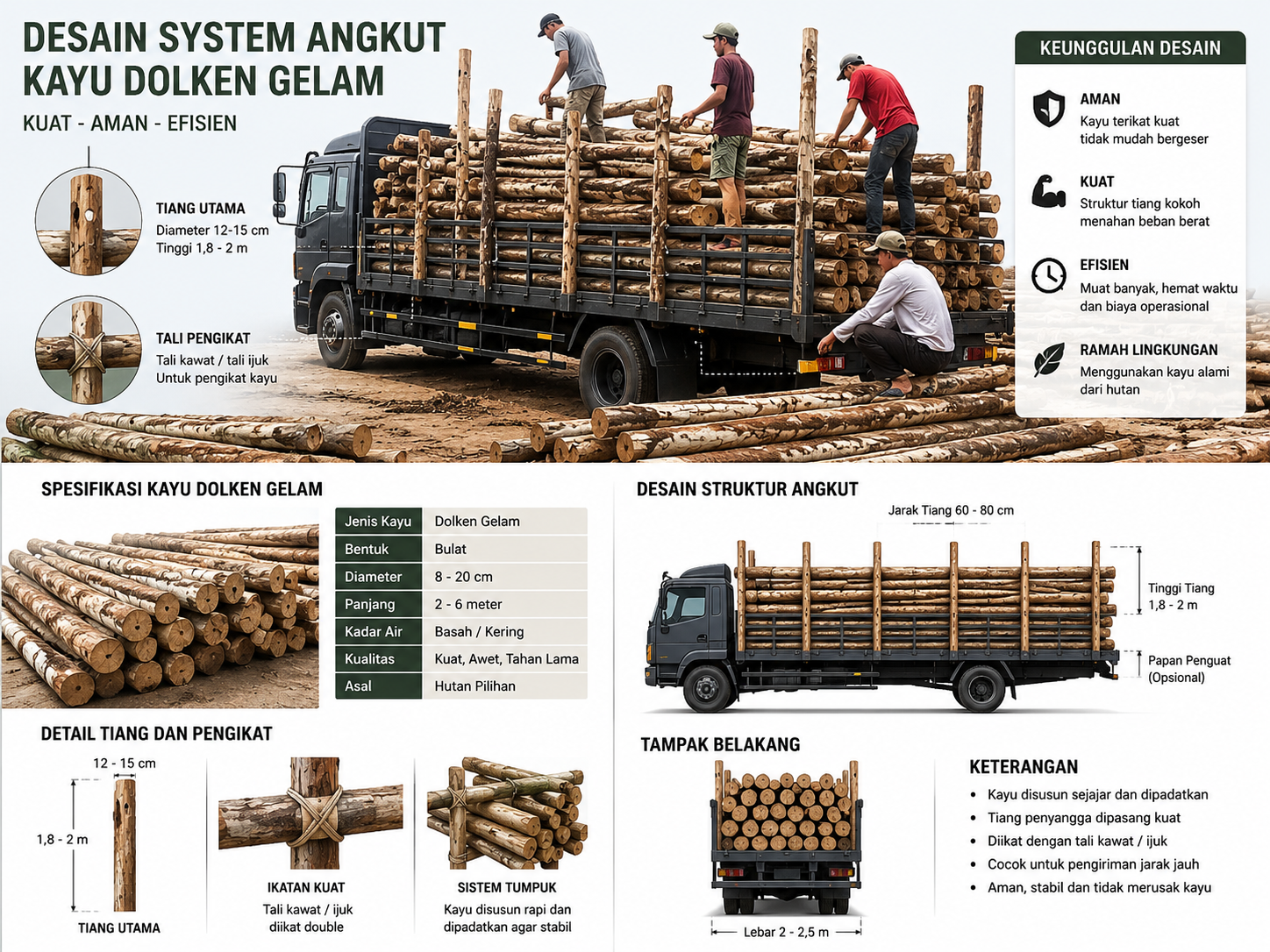 Supplier Kayu Dolken Gelam Purwokerto Murah