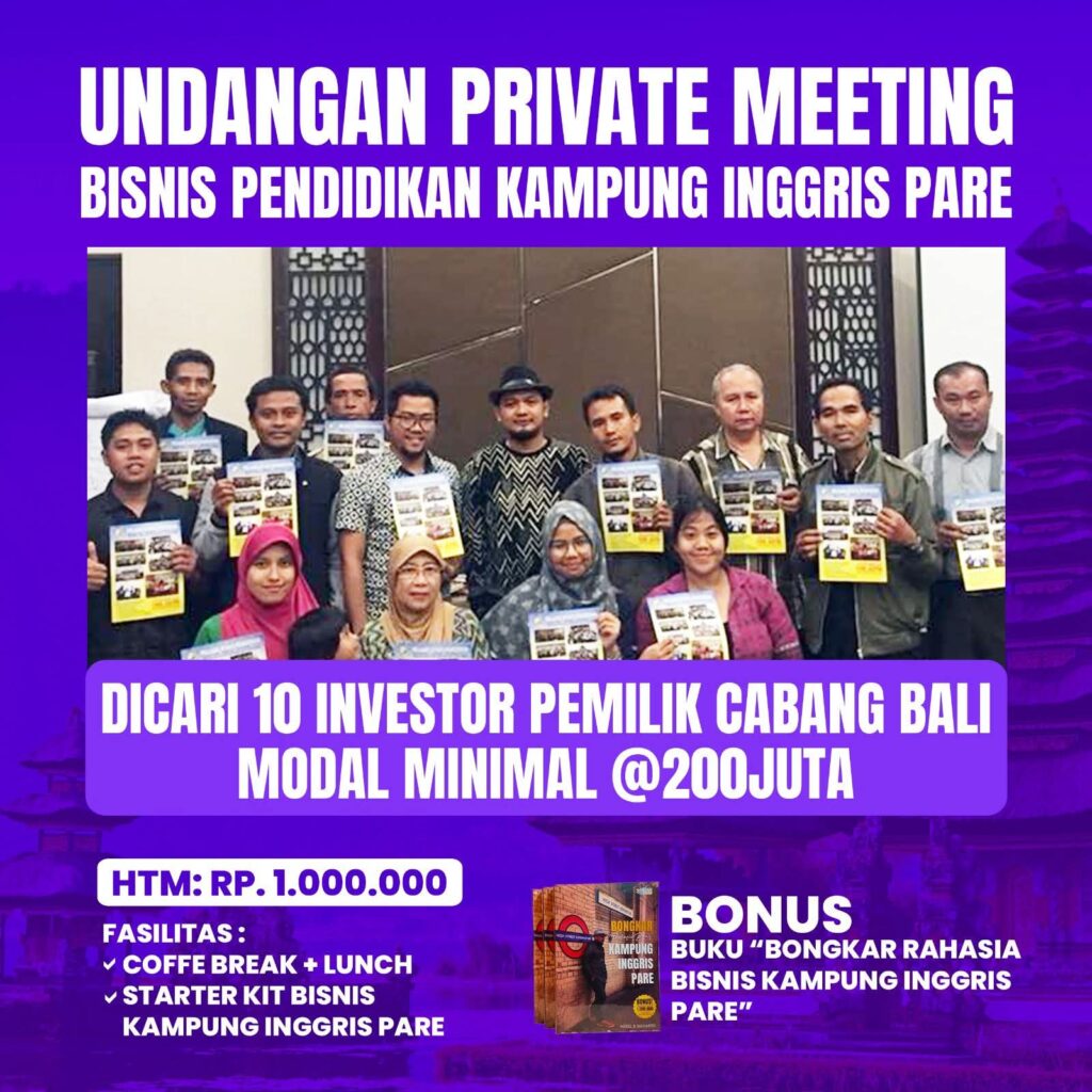 Undangan privat meeting investasi pendidikan bahasa inggris di bali