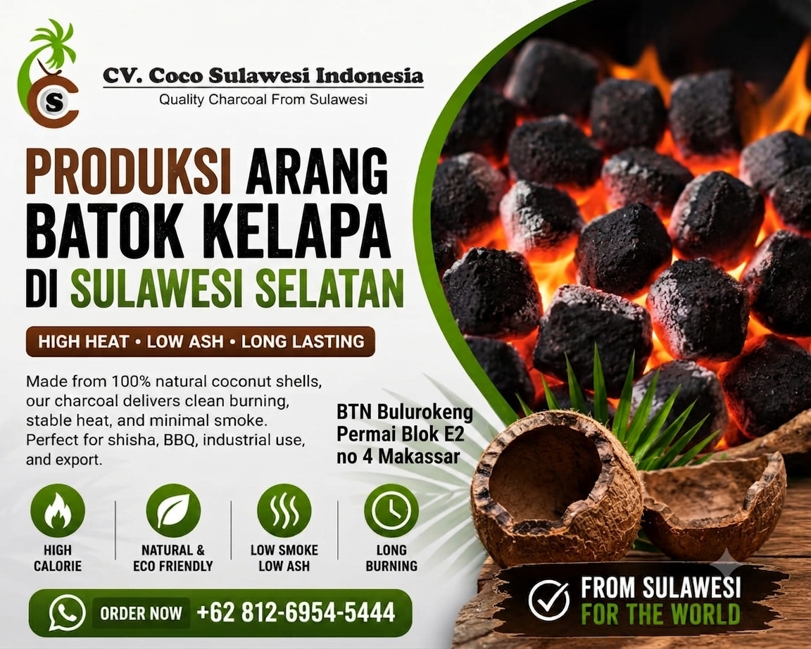 Produksi Arang Batok Kelapa di Sulawesi Selatan untuk Kebutuhan Industri dan Ekspor
