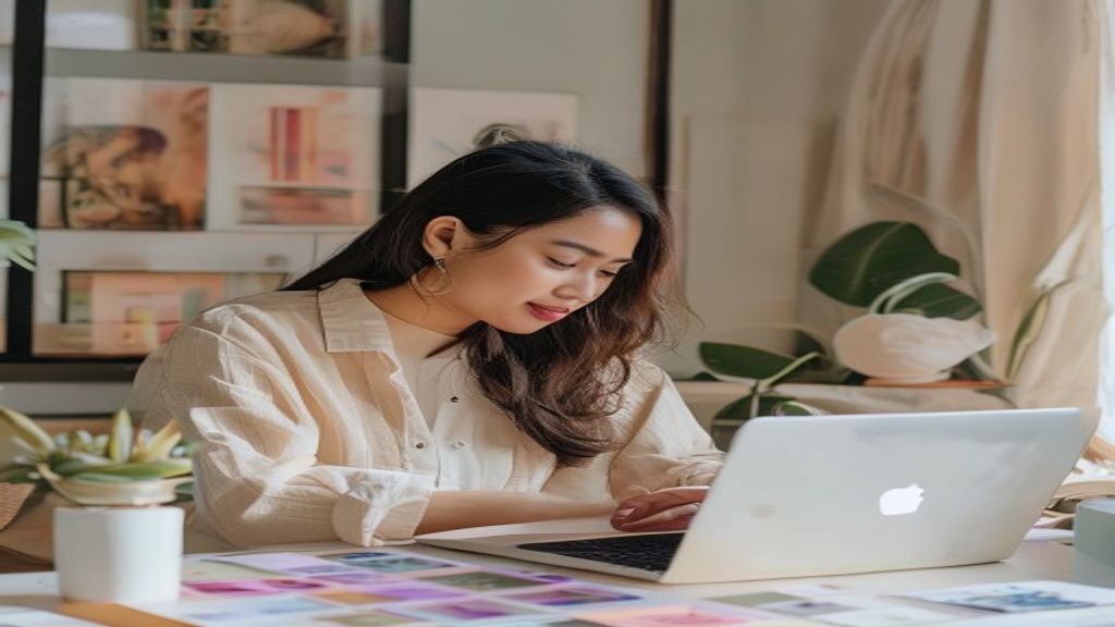 Desain feed Instagram estetik untuk bisnis kecantikan dengan warna pastel dan layout minimalis